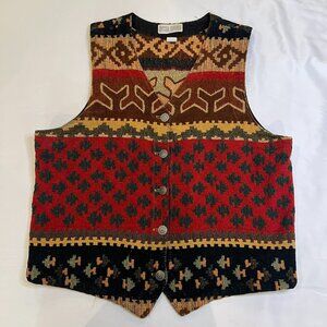 Share Vintage Gotcha Covered Tapestry Vest Womens Lg Aztec Cottage Core Geometri